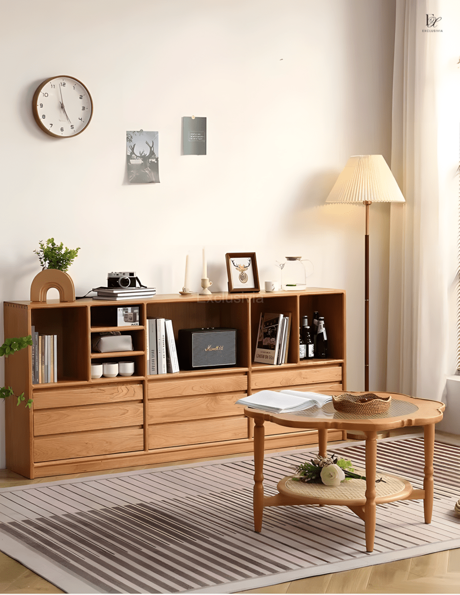 ELI Japandi Solid Wood Display Shelf - Exclusivia