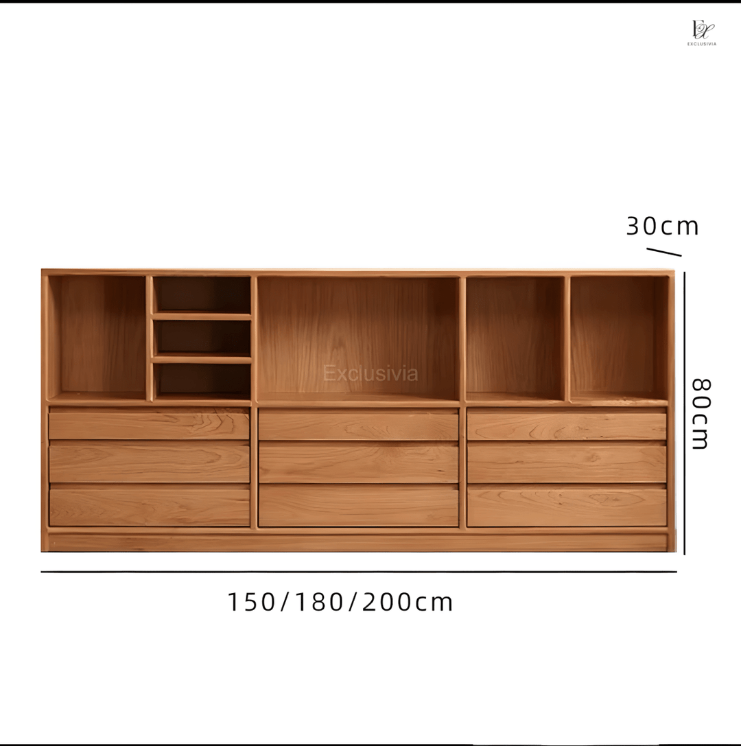 ELI Japandi Solid Wood Display Shelf - Exclusivia