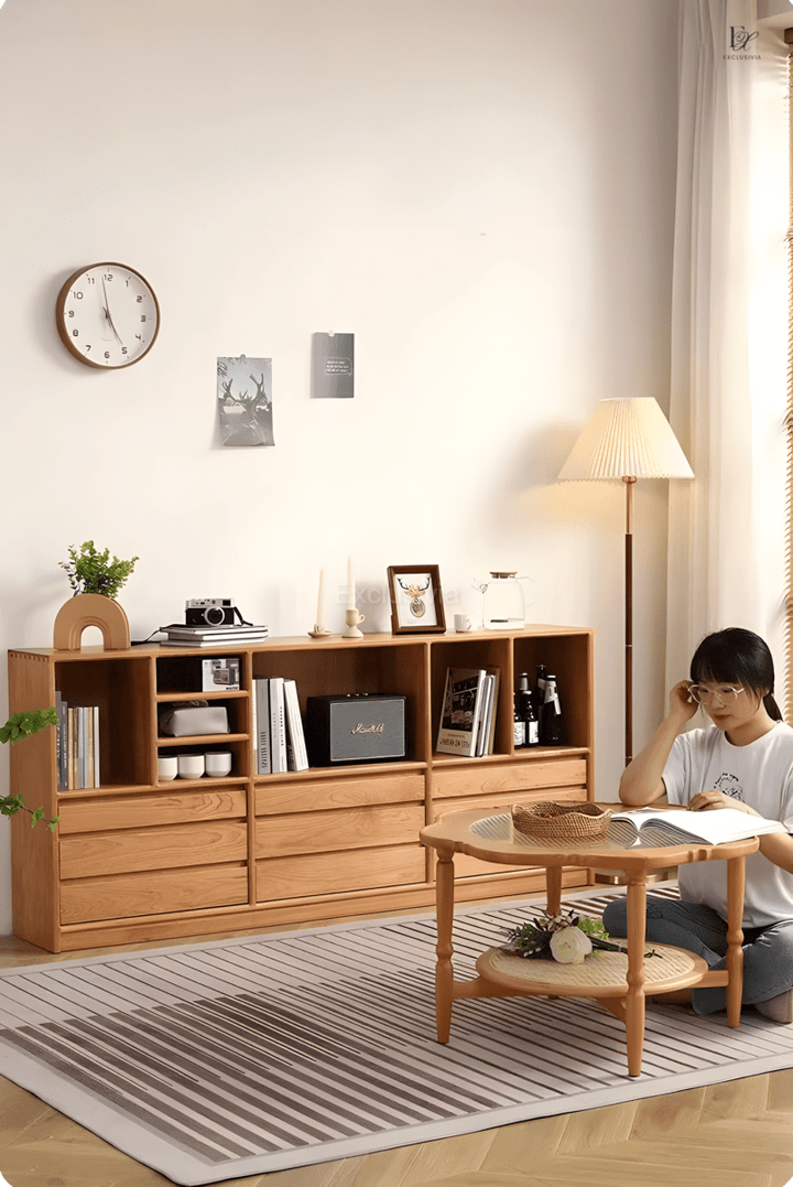 ELI Japandi Solid Wood Display Shelf - Exclusivia
