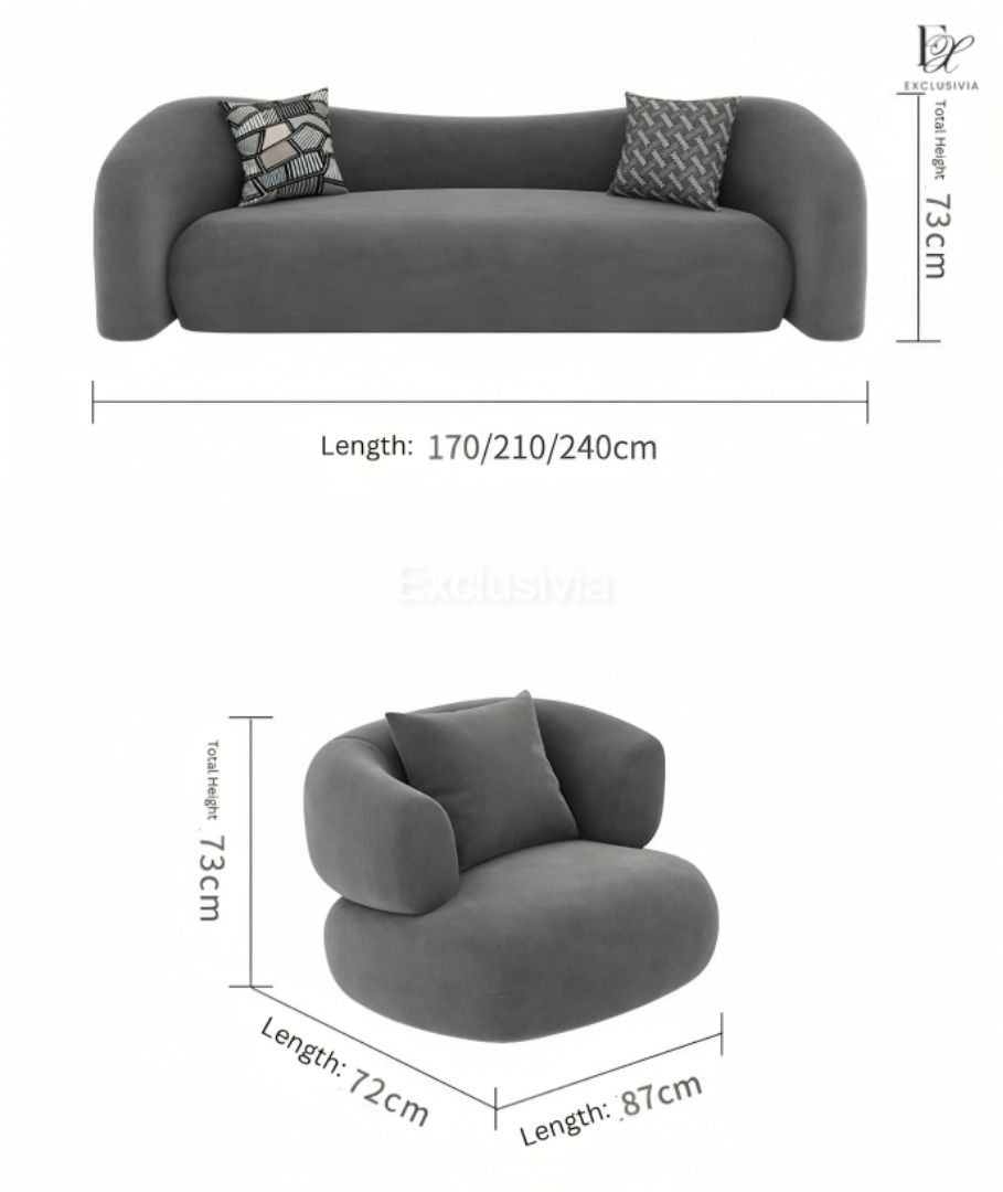 ELIJAA Modern Velvet Sofa - Exclusivia