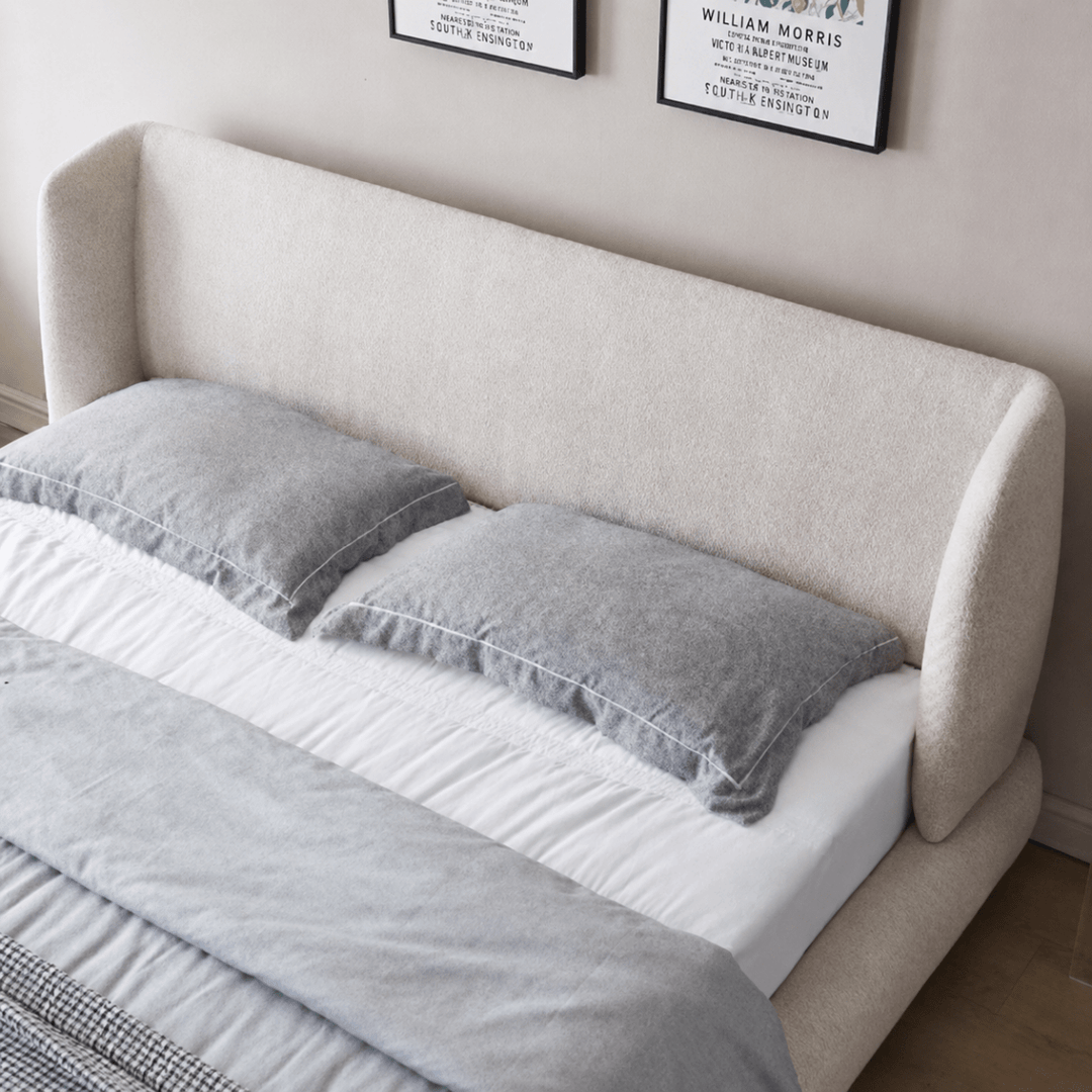 Elowen Wingback Fabric Bedframe - Exclusivia