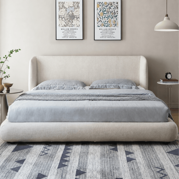 Elowen Wingback Fabric Bedframe - Exclusivia