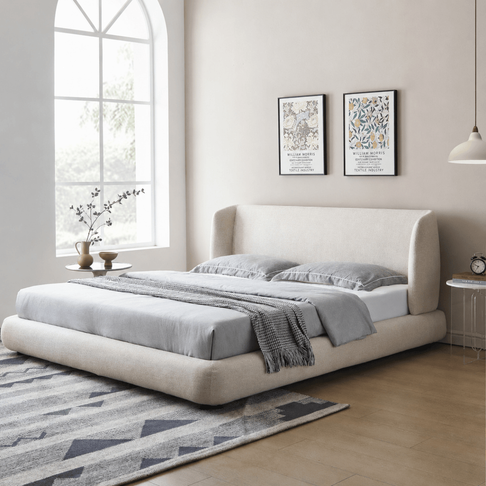 Elowen Wingback Fabric Bedframe - Exclusivia