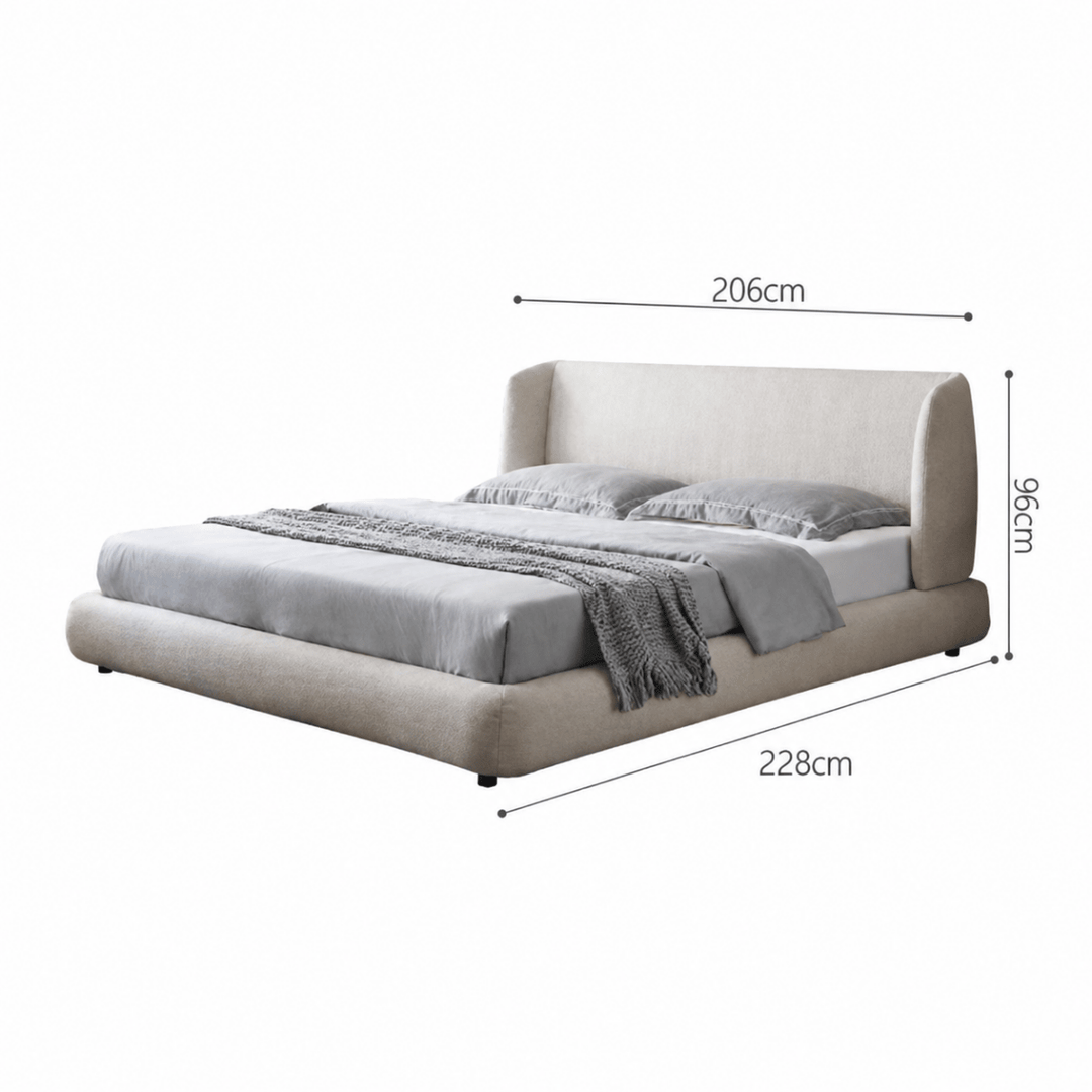 Elowen Wingback Fabric Bedframe - Exclusivia