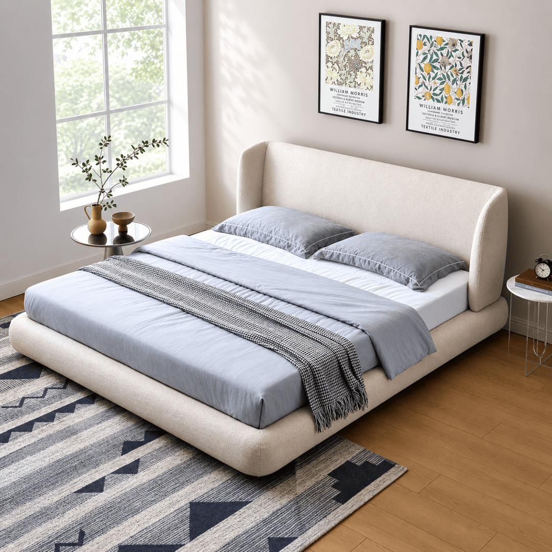 Elowen Wingback Fabric Bedframe - Exclusivia