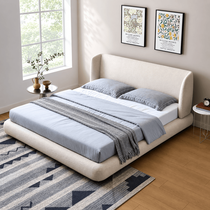 Elowen Wingback Fabric Bedframe - Exclusivia
