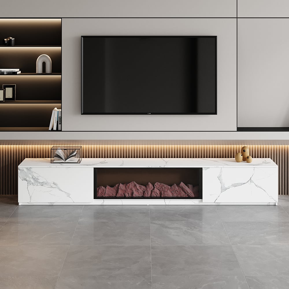 Emberline Electric Fireplace TV Stand with Remote & Storage, 180 cm - Exclusivia