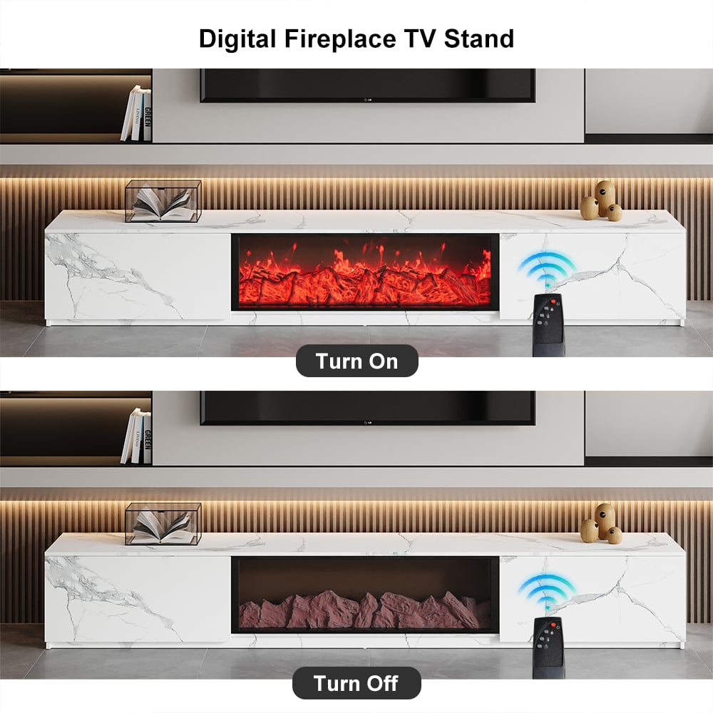 Emberline Electric Fireplace TV Stand with Remote & Storage, 180 cm - Exclusivia