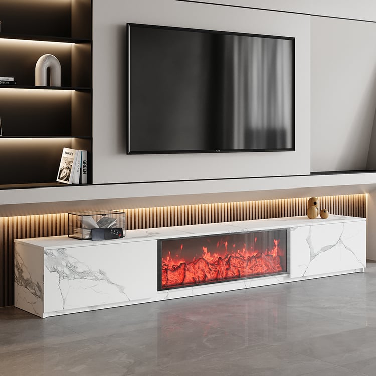 Emberline Electric Fireplace TV Stand with Remote & Storage, 180 cm - Exclusivia