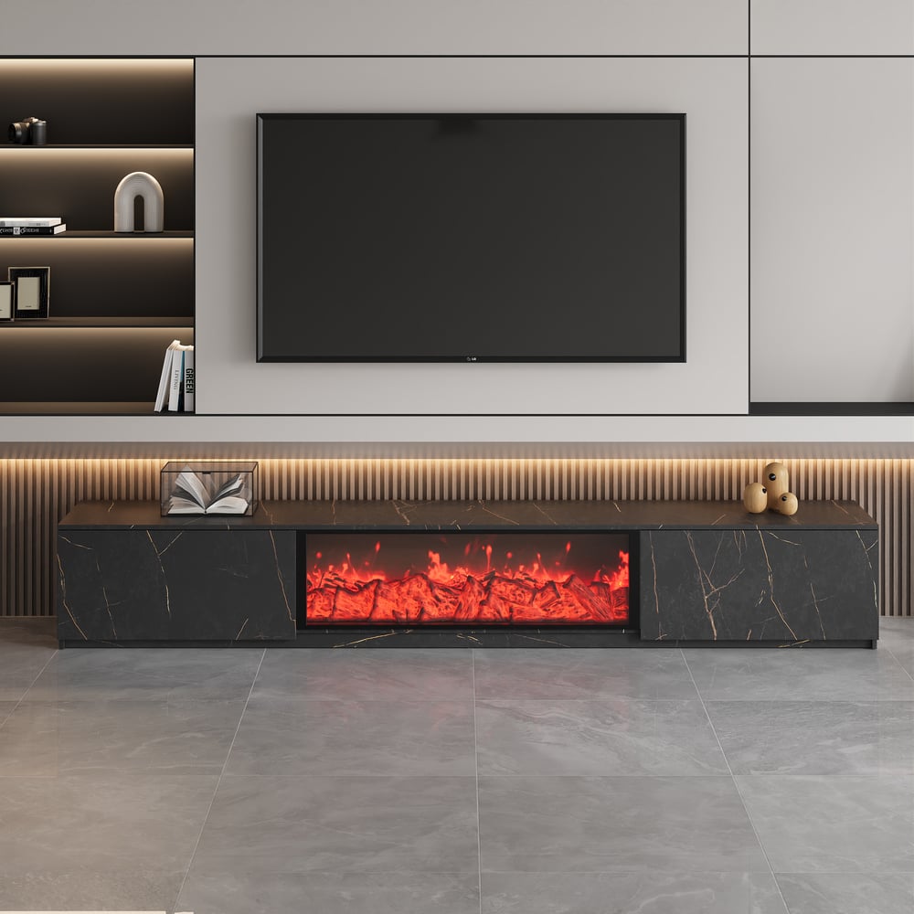 Emberline Electric Fireplace TV Stand with Remote & Storage, 180 cm - Exclusivia