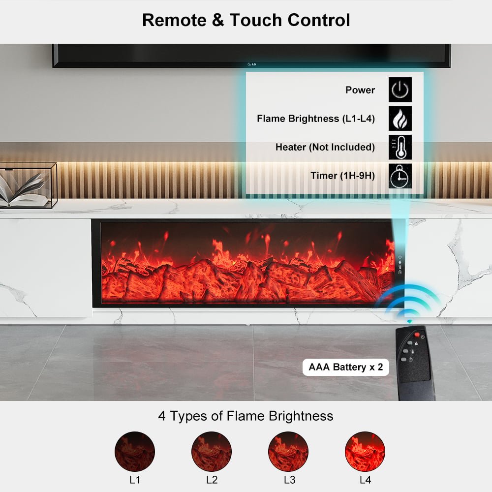 Emberline Electric Fireplace TV Stand with Remote & Storage, 180 cm - Exclusivia