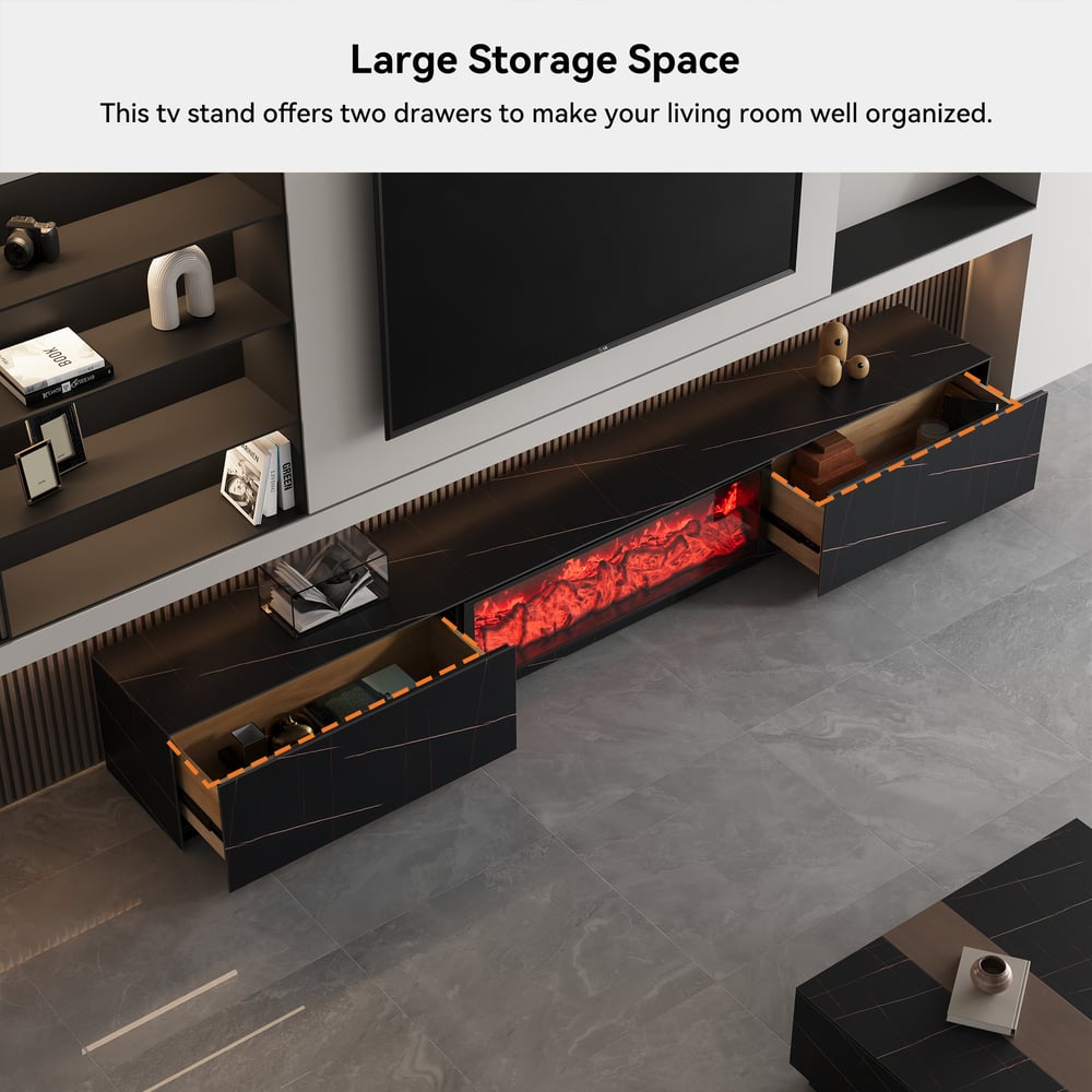 Emberline Electric Fireplace TV Stand with Remote & Storage, 180 cm - Exclusivia