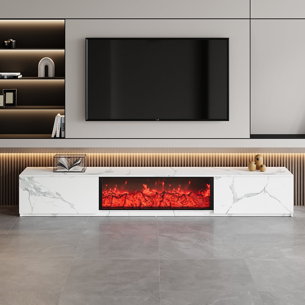 Emberline Electric Fireplace TV Stand with Remote & Storage, 180 cm - Exclusivia
