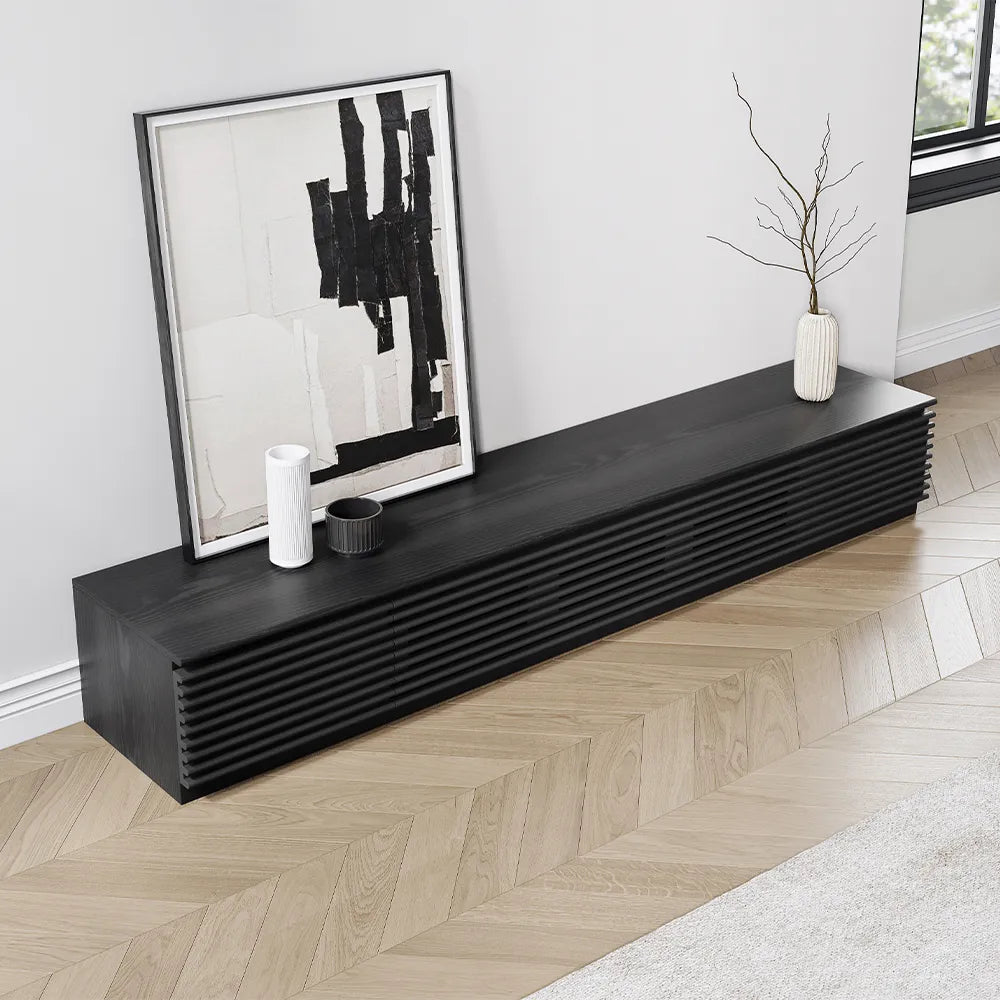 Evara 220 cm Minimalist Fluted TV Stand - Exclusivia