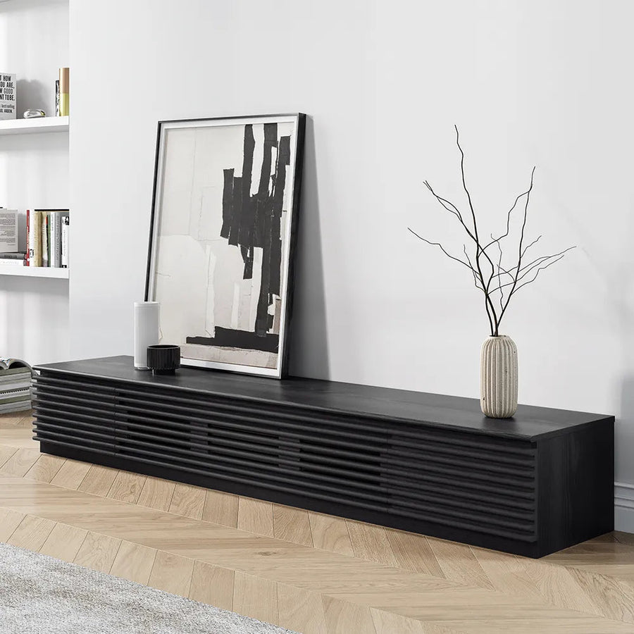 Evara 220 cm Minimalist Fluted TV Stand - Exclusivia