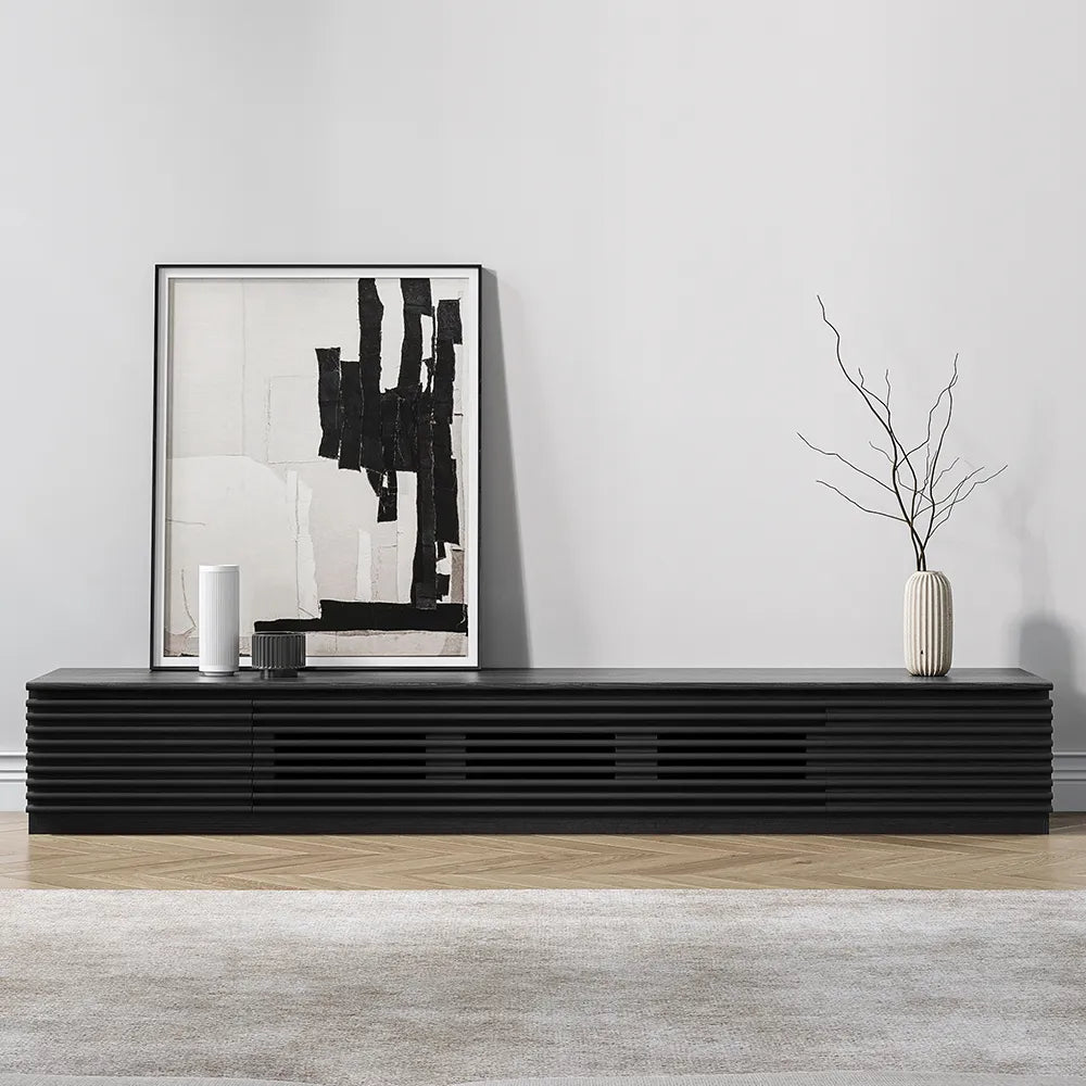 Evara 220 cm Minimalist Fluted TV Stand - Exclusivia