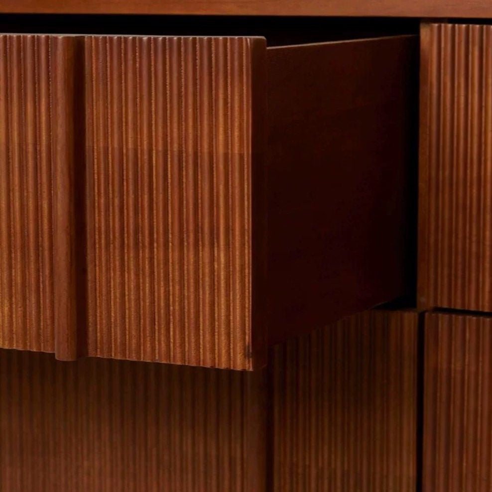 Faye Modern Fluted Solid Wood Chest Of Drawers - Exclusivia