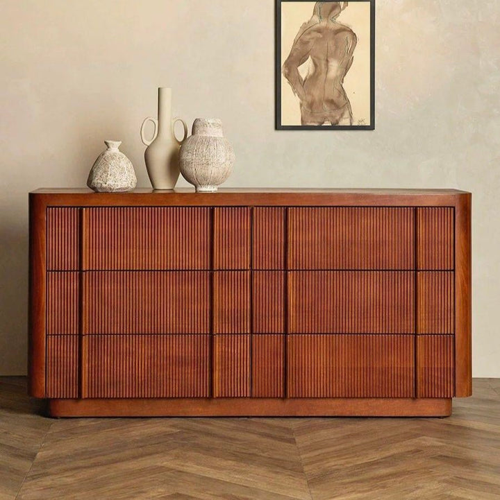 Faye Modern Fluted Solid Wood Chest Of Drawers - Exclusivia