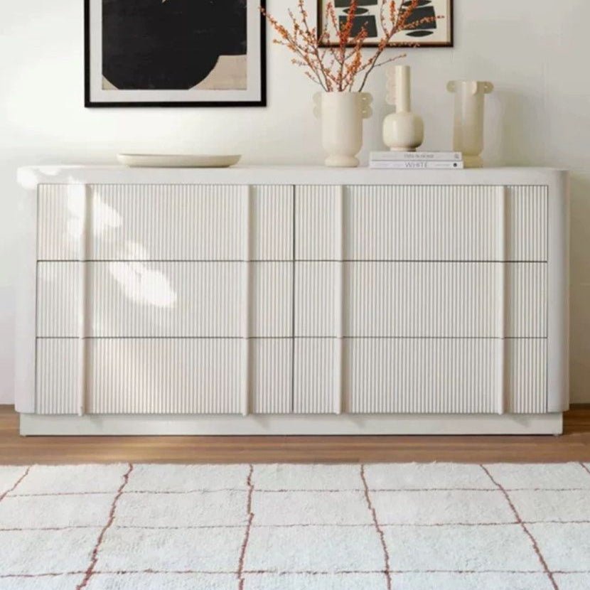Faye Modern Fluted Solid Wood Chest Of Drawers - Exclusivia