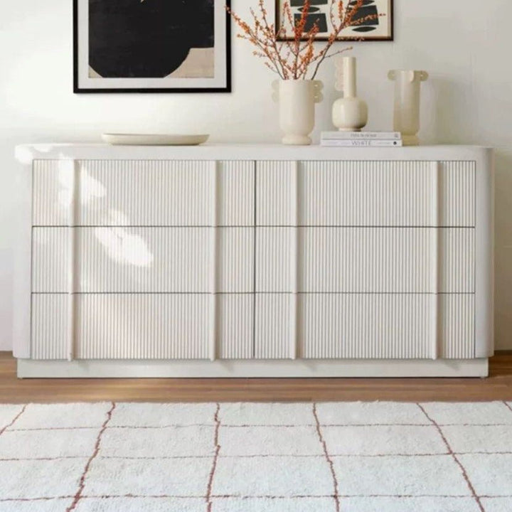 Faye Modern Fluted Solid Wood Chest Of Drawers - Exclusivia