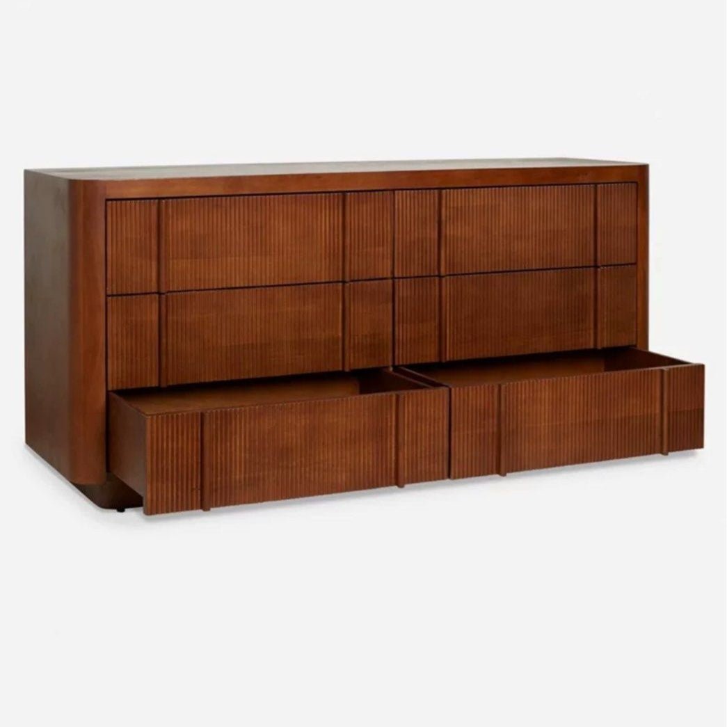 Faye Modern Fluted Solid Wood Chest Of Drawers - Exclusivia