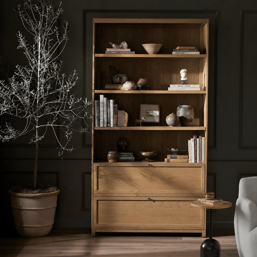 FLINT Modern Solid Wood Bookshelf - Exclusivia