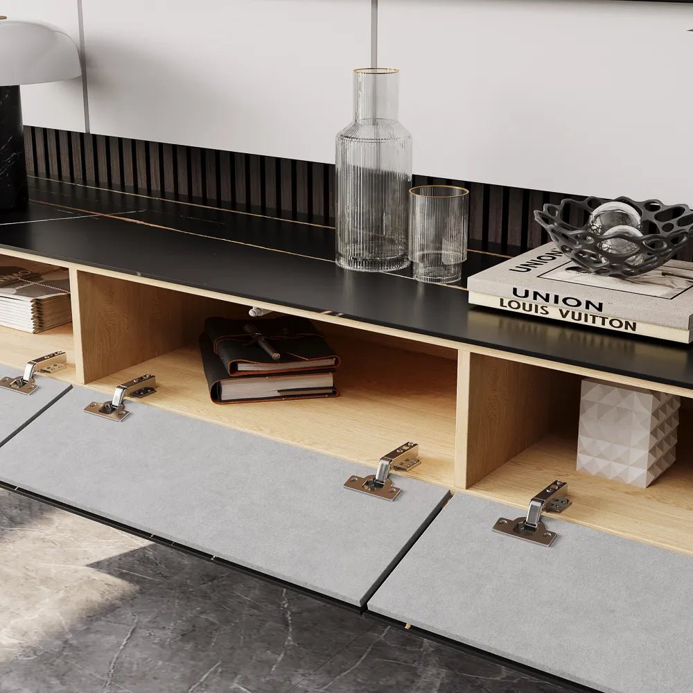 Float 280 cm Modern Sintered Stone Floating TV Console - Exclusivia