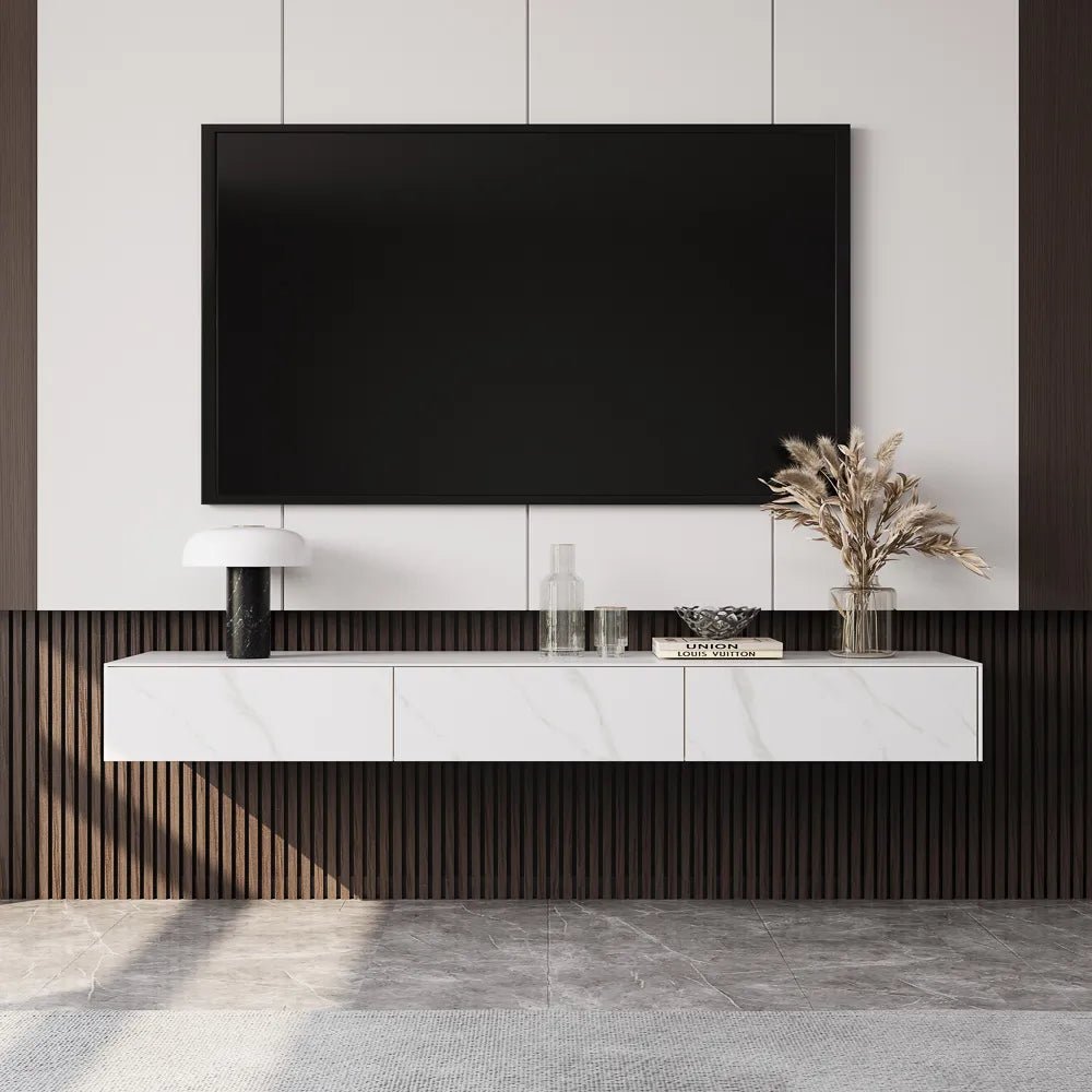 Float 280 cm Modern Sintered Stone Floating TV Console - Exclusivia
