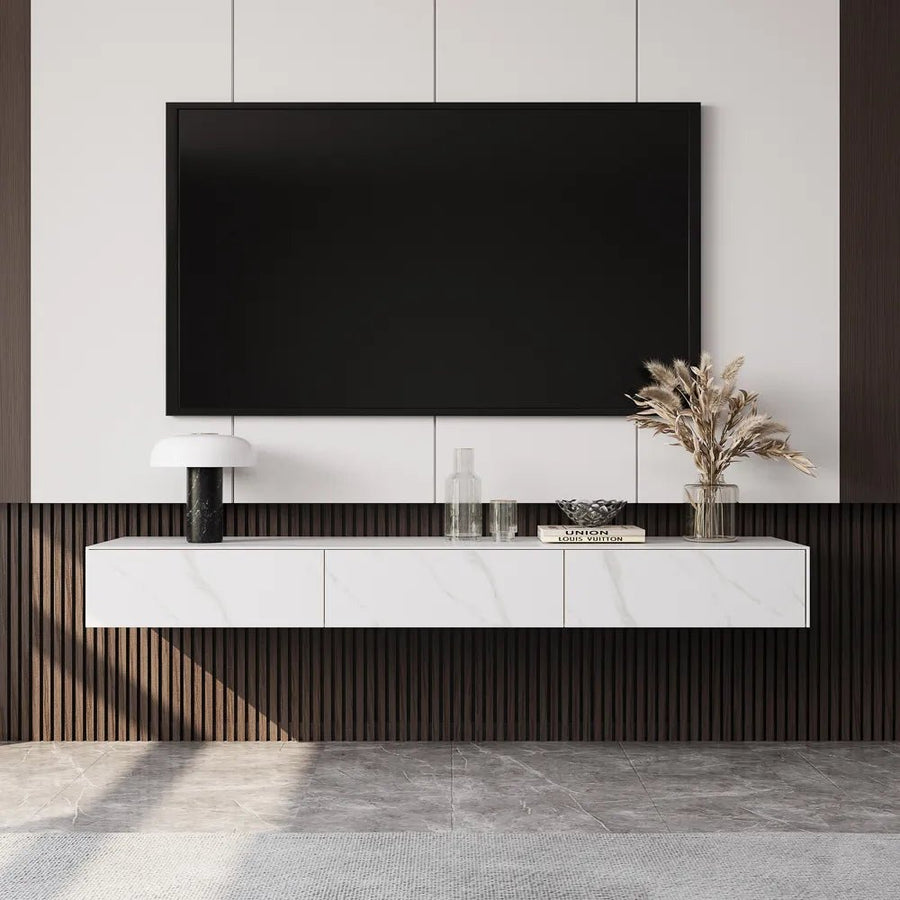 Float 280 cm Modern Sintered Stone Floating TV Console - Exclusivia