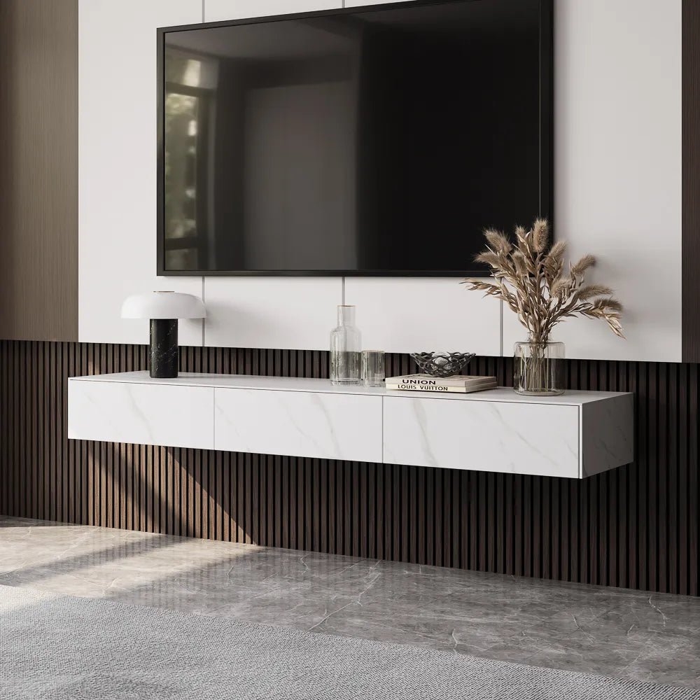 Float 280 cm Modern Sintered Stone Floating TV Console - Exclusivia