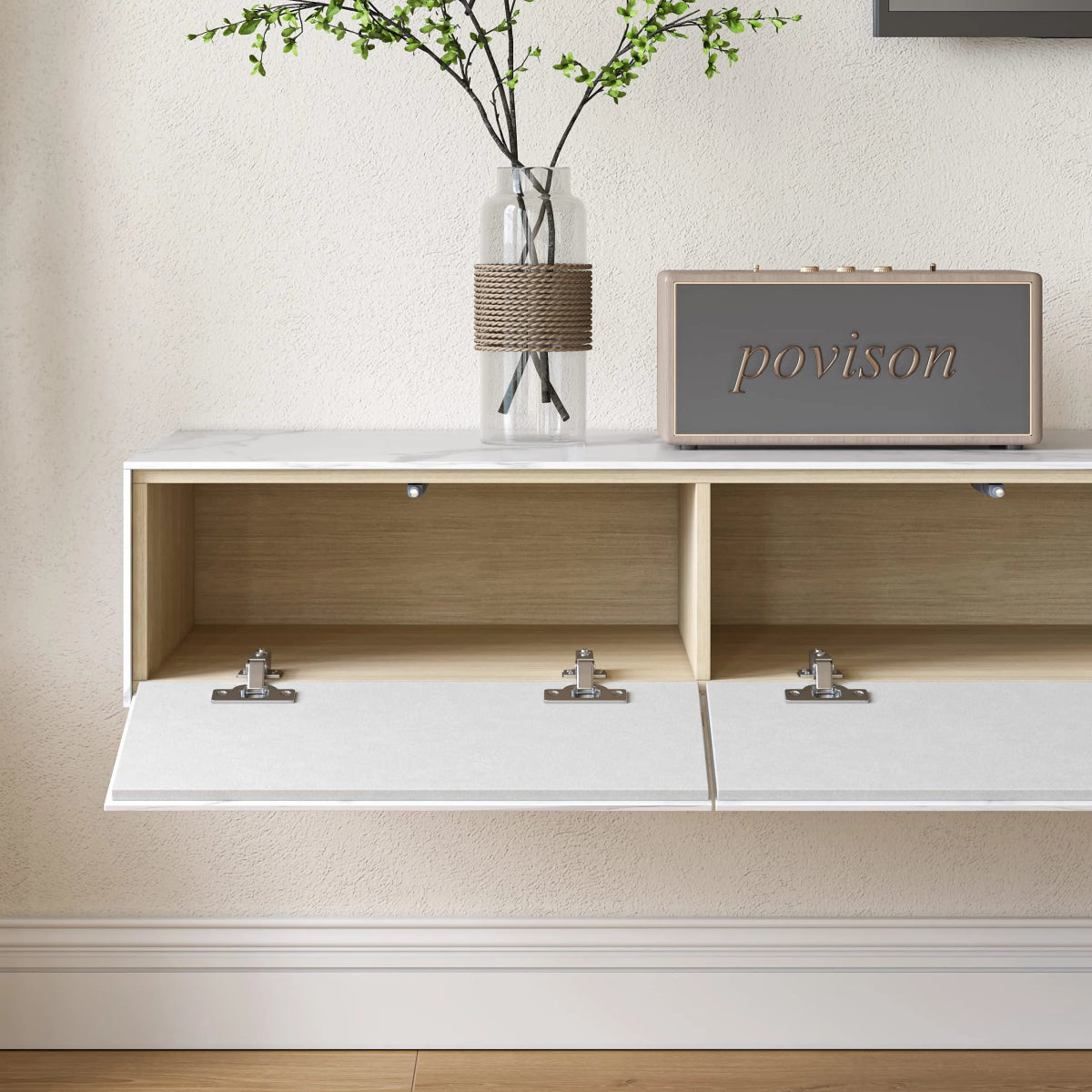 Float 280 cm Modern Sintered Stone Floating TV Console - Exclusivia