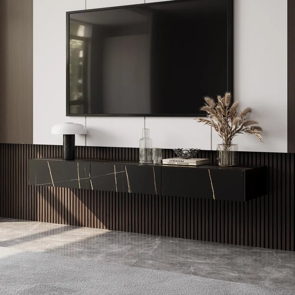 Float 280 cm Modern Sintered Stone Floating TV Console - Exclusivia