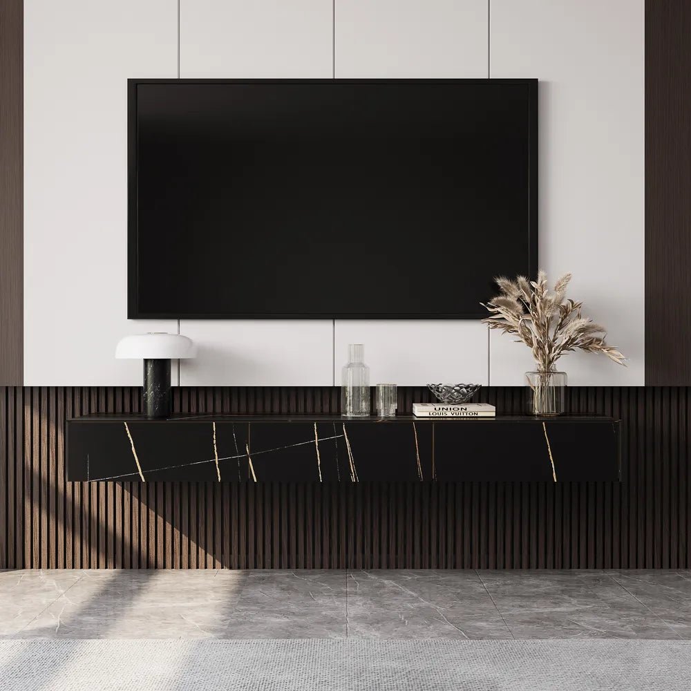 Float 280 cm Modern Sintered Stone Floating TV Console - Exclusivia