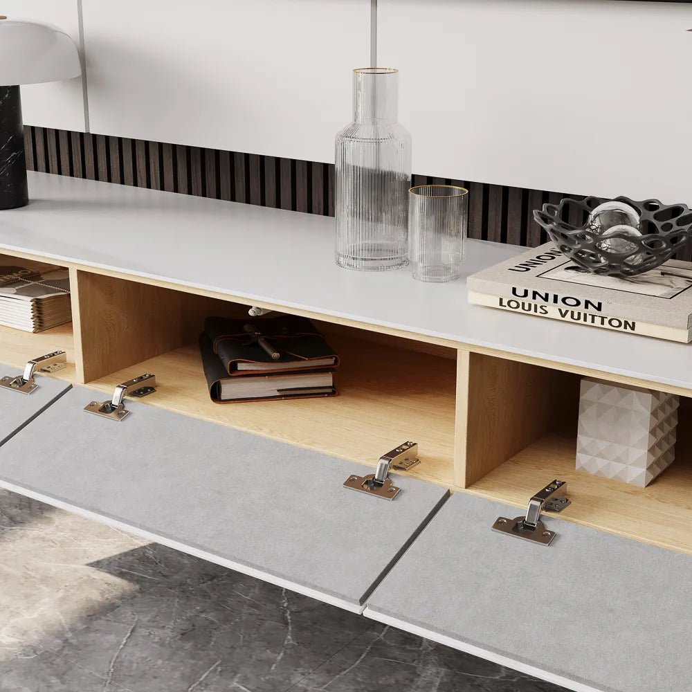 Float 280 cm Modern Sintered Stone Floating TV Console - Exclusivia