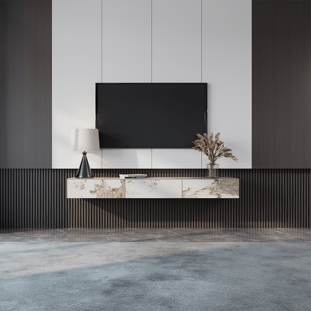 Float Modern Sintered Stone Floating TV Console - Exclusivia