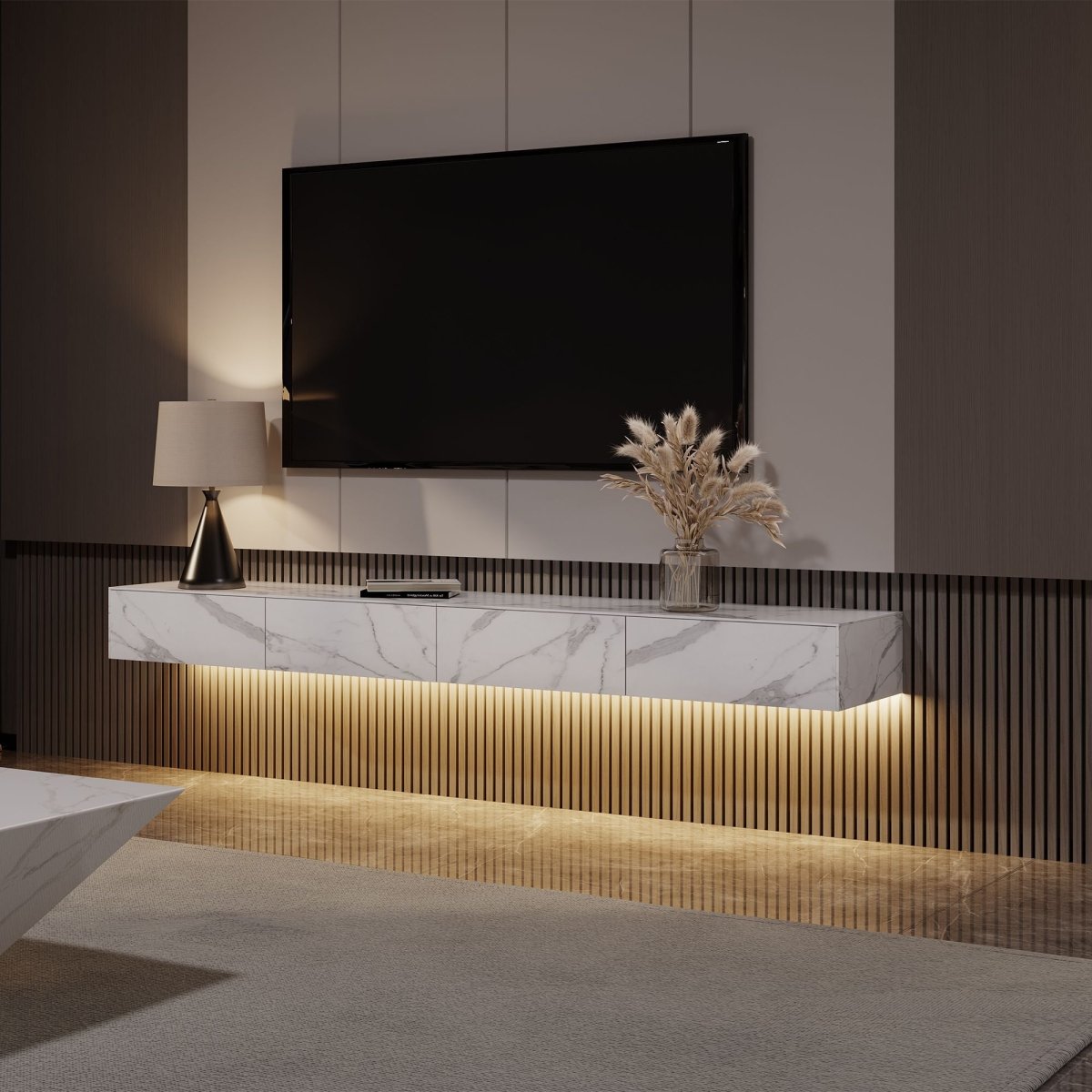 Float Modern Sintered Stone Floating TV Console - Exclusivia