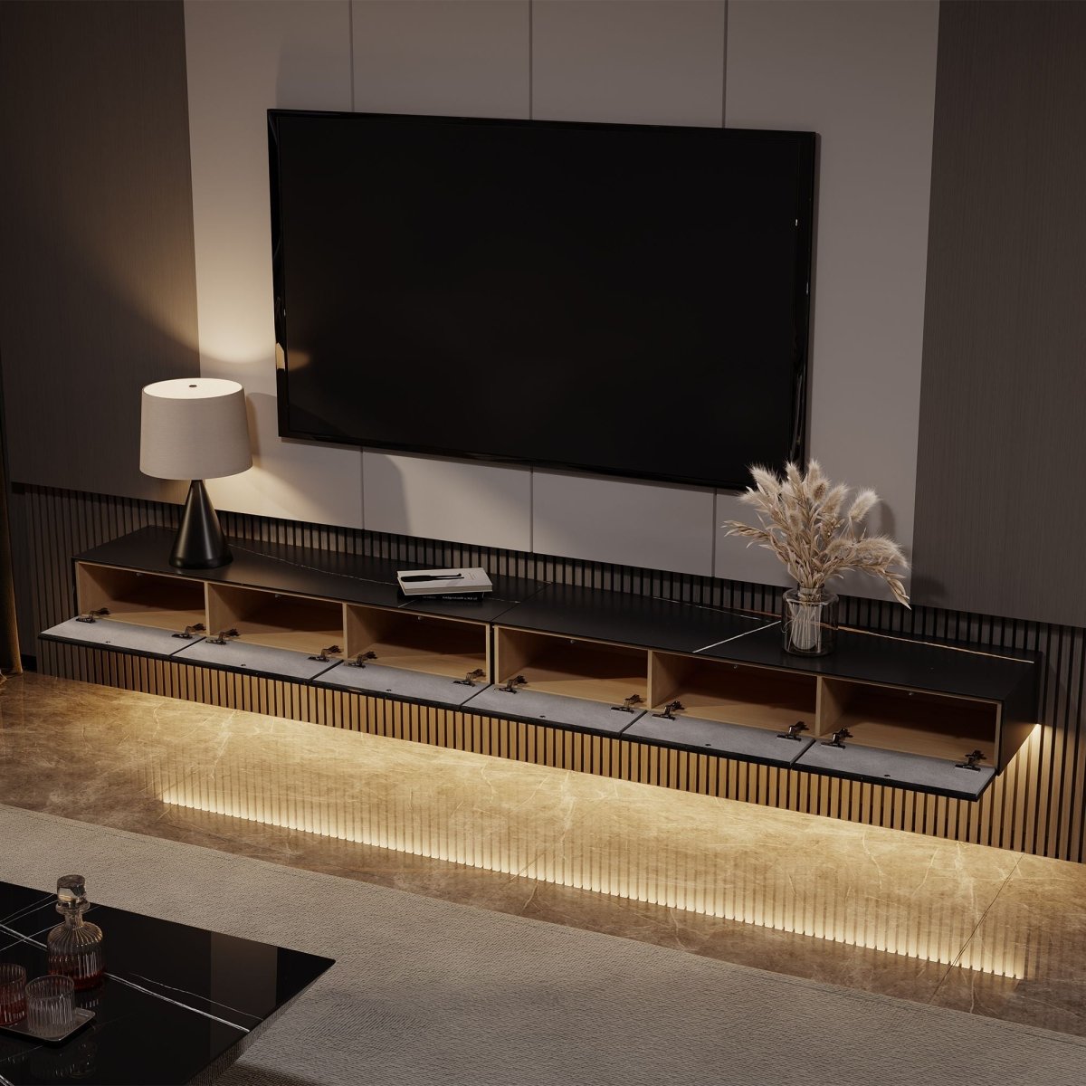 Float Modern Sintered Stone Floating TV Console - Exclusivia