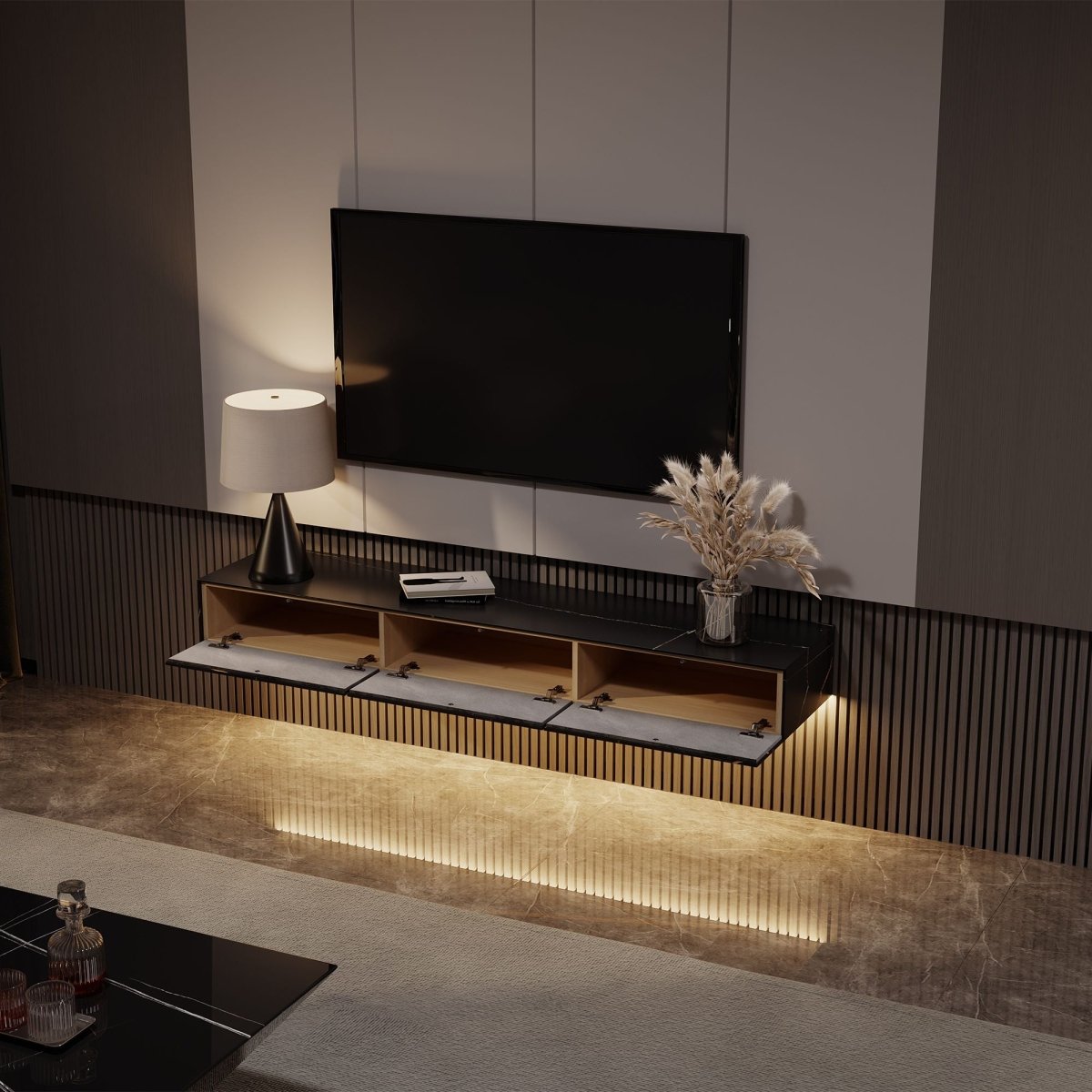 Float Modern Sintered Stone Floating TV Console - Exclusivia