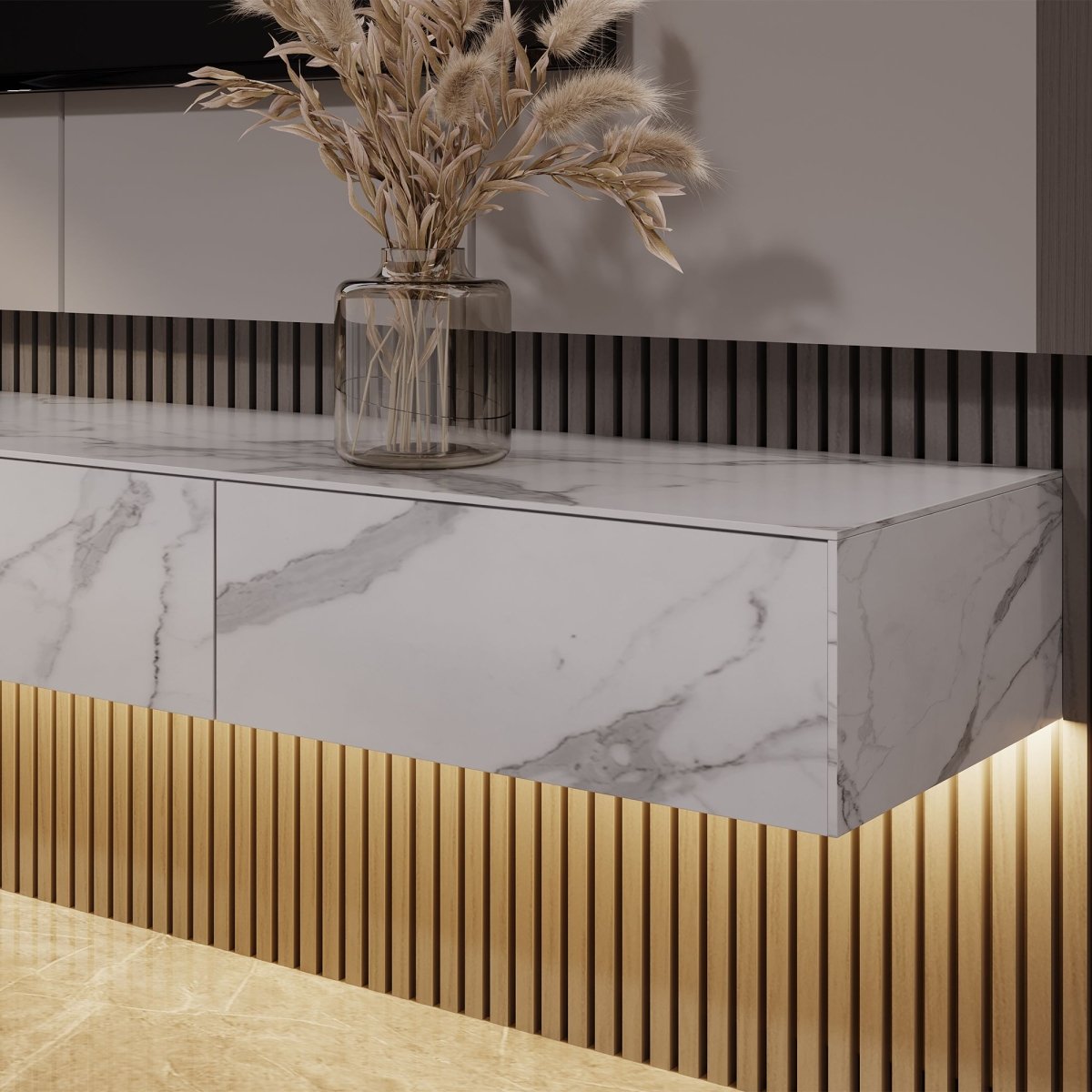 Float Modern Sintered Stone Floating TV Console - Exclusivia