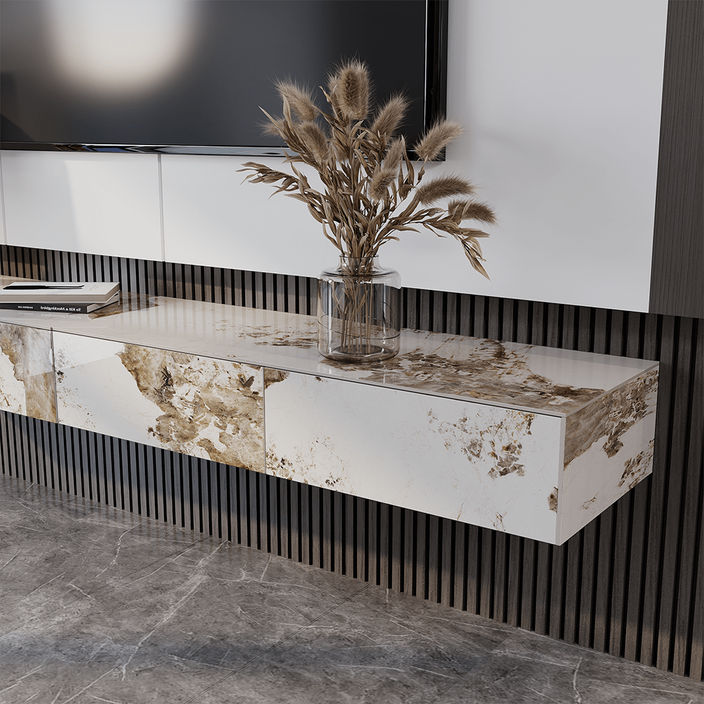 Float Modern Sintered Stone Floating TV Console - Exclusivia