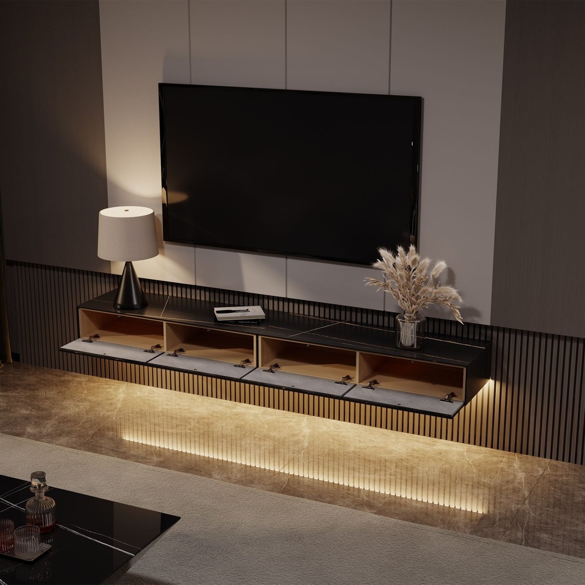 Float Modern Sintered Stone Floating TV Console - Exclusivia