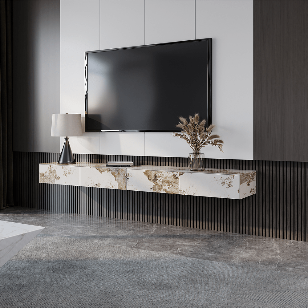 Float Modern Sintered Stone Floating TV Console - Exclusivia