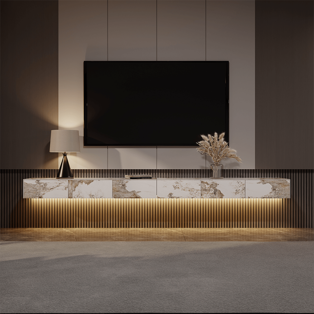 Float Modern Sintered Stone Floating TV Console - Exclusivia
