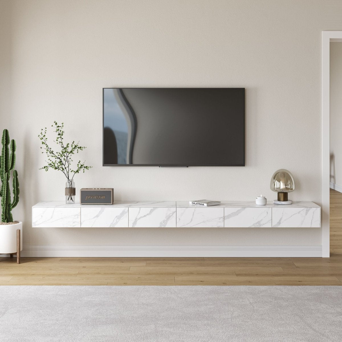 Float Modern Sintered Stone Floating TV Console - Exclusivia