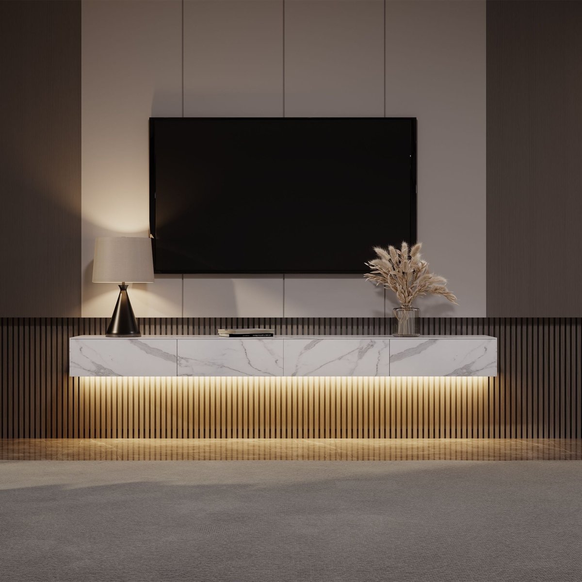 Float Modern Sintered Stone Floating TV Console - Exclusivia