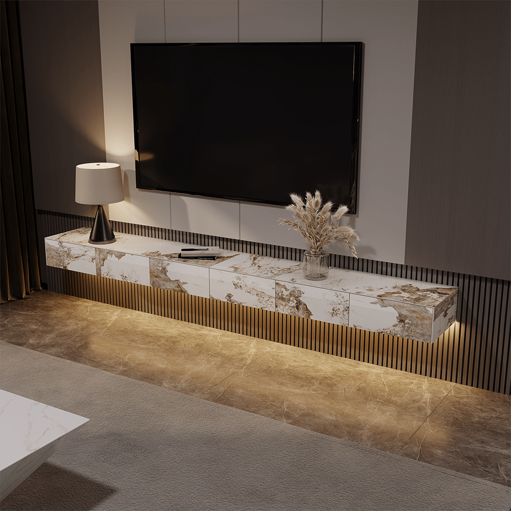 Float Modern Sintered Stone Floating TV Console - Exclusivia