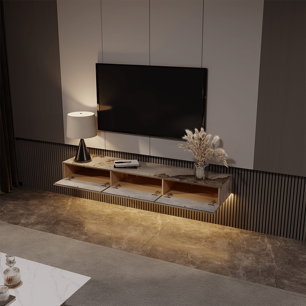 Float Modern Sintered Stone Floating TV Console - Exclusivia