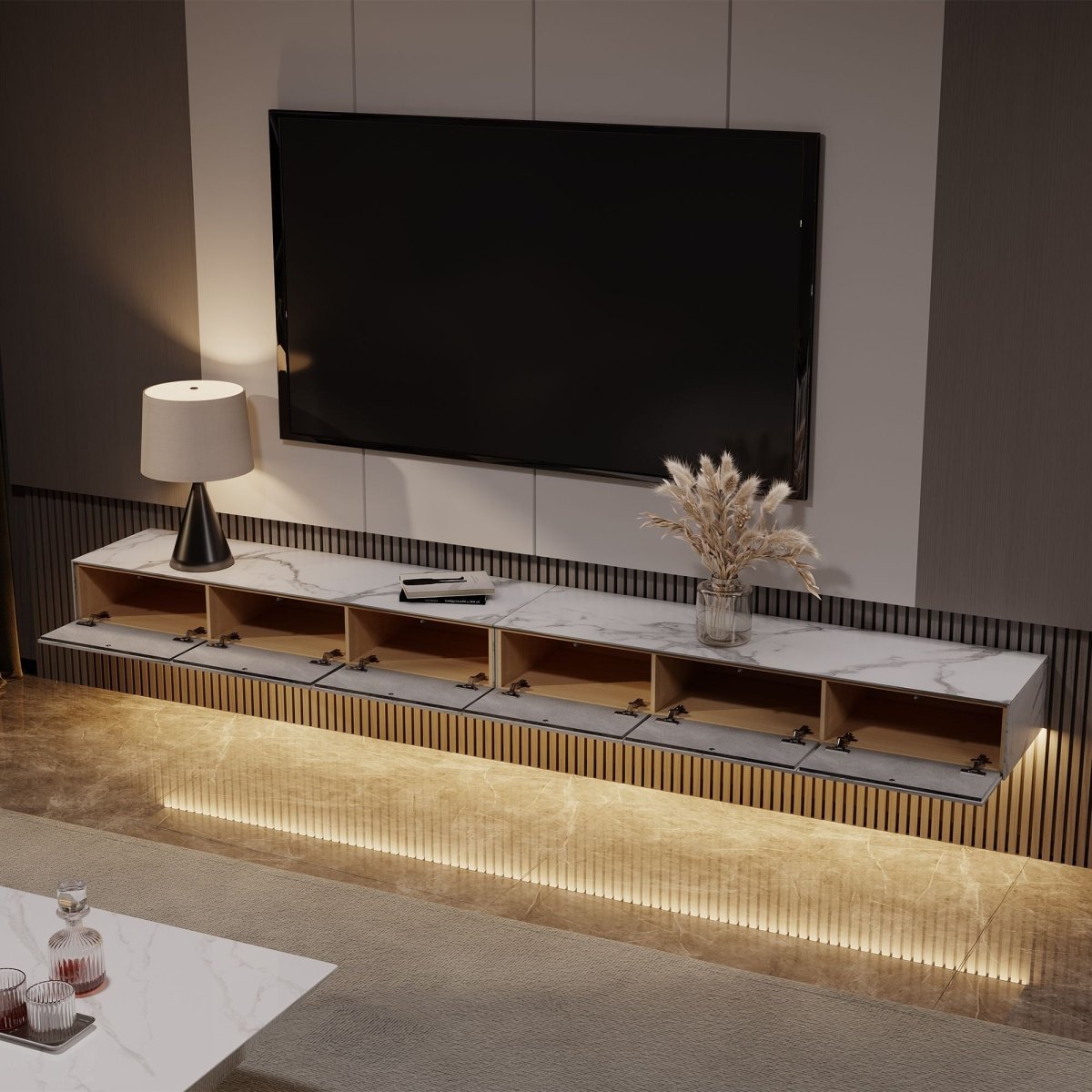 Float Modern Sintered Stone Floating TV Console - Exclusivia