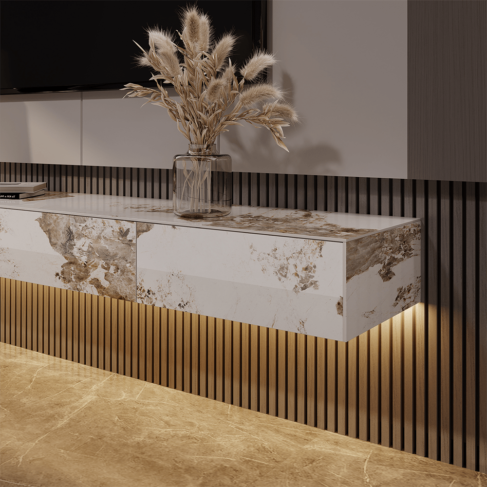 Float Modern Sintered Stone Floating TV Console - Exclusivia