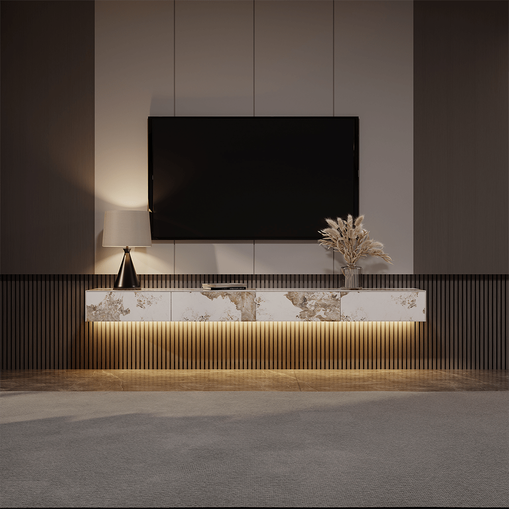 Float Modern Sintered Stone Floating TV Console - Exclusivia